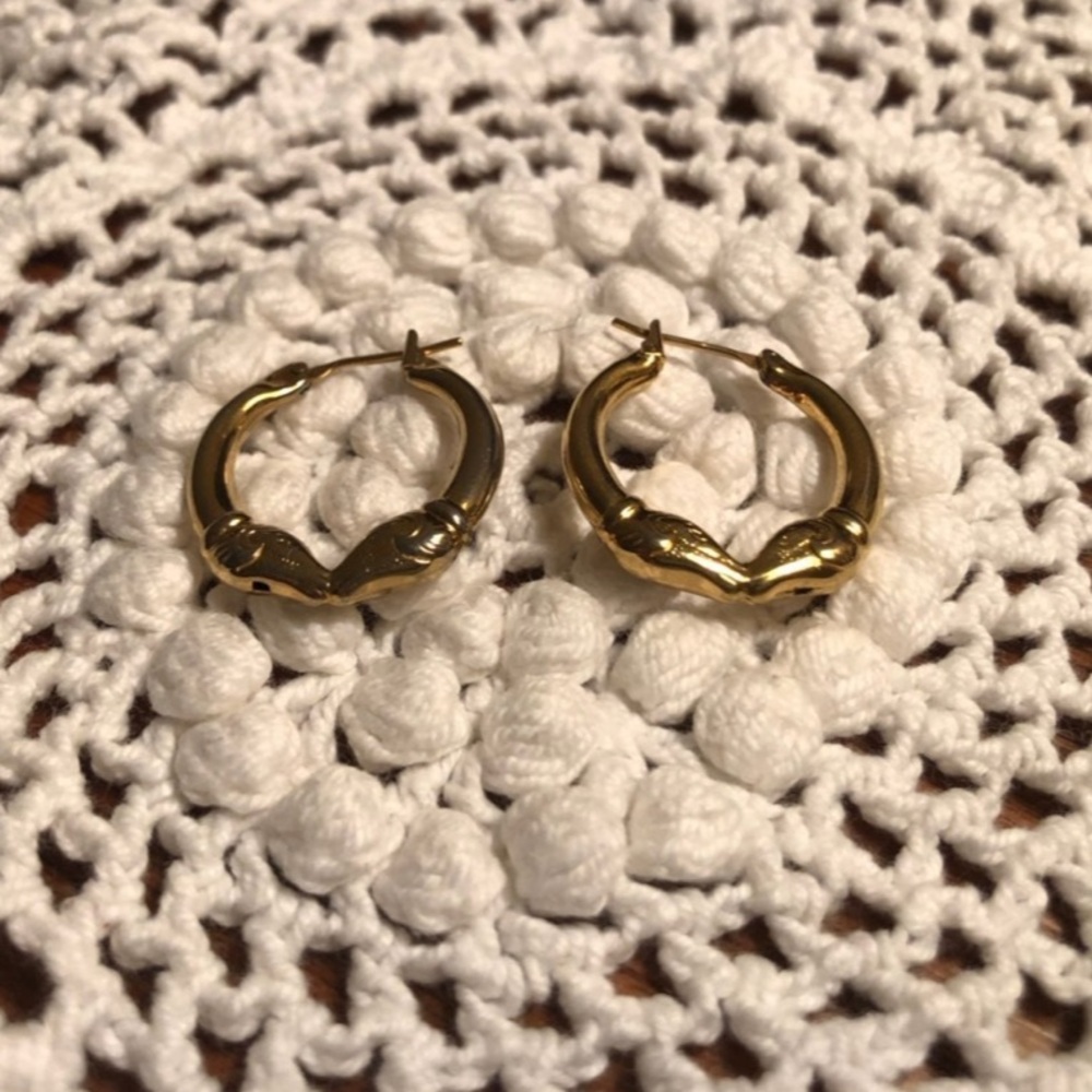 Vintage Gold Tone Snake Pierced Earrings